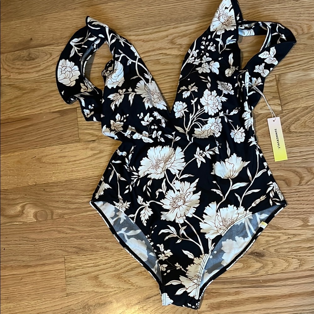Summersalt Floral Black and White One Piece Swimsuit - 8